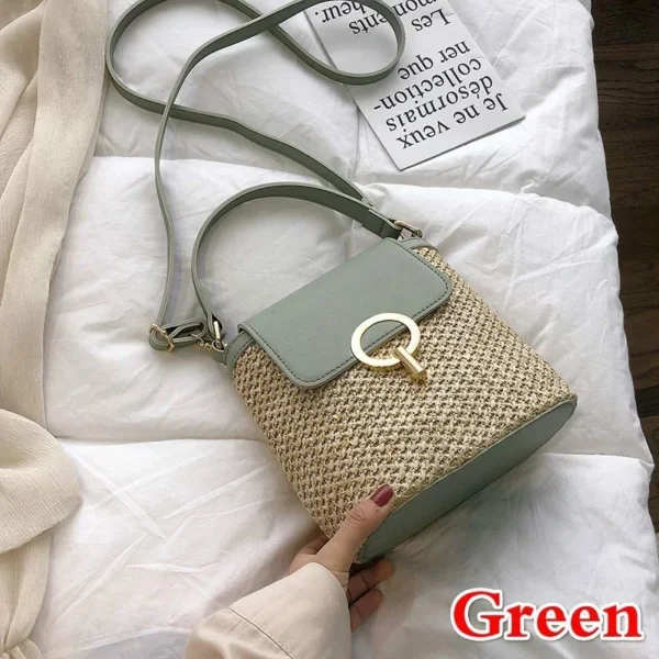 2025 New Fashion Trend Korean Version Versatile Fashion Handheld Crossbody Bucket Bag Beach Vacation Woven Women's Bag - Image 7