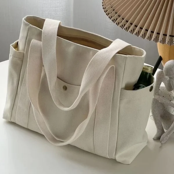 Large Capacity Canvas Tote Bags for Work Commuting Carrying Bag College Style Student Outfit Book Shoulder Bag - Image 9
