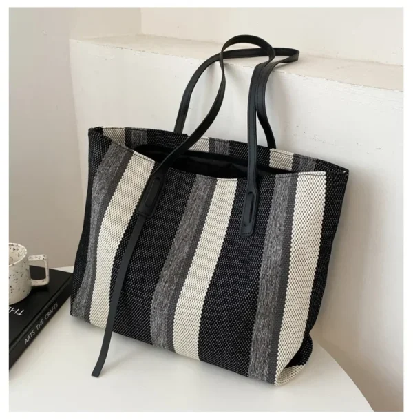 Raffia Summer Bags for Woman 2024 Stripe Designer Shoulder Crossbody Shopper Storage Bag Women Casual Canvas Handbag Tote Bag - Image 19