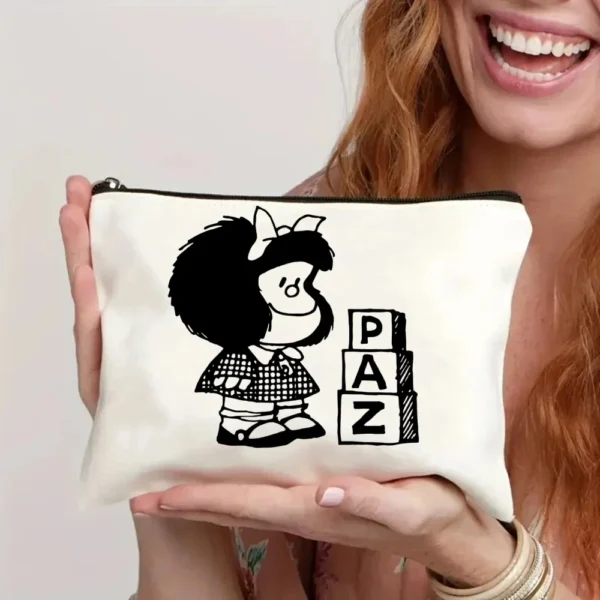 2 Pcs Mafalda Fashion Tote Cosmetic Organizer Ladies Canvas Shoulder Bag Eco-friendly Large Capacity Shopping Bag Wallet - Image 58