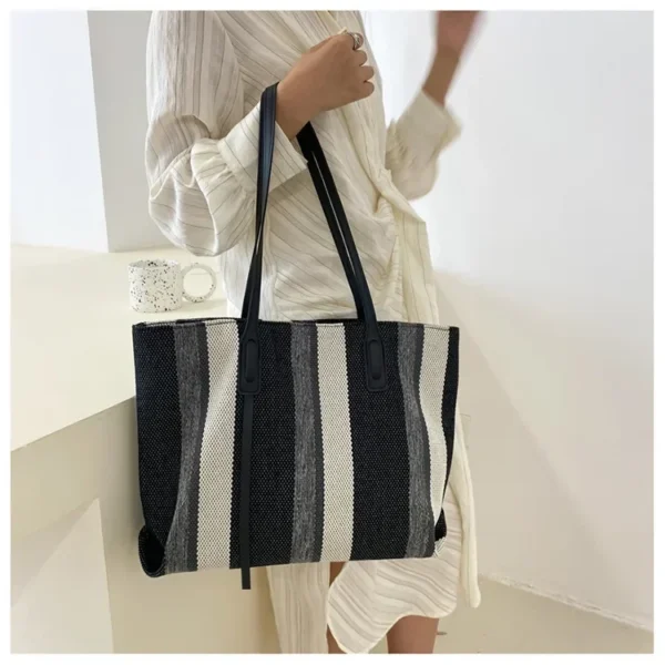 Raffia Summer Bags for Woman 2024 Stripe Designer Shoulder Crossbody Shopper Storage Bag Women Casual Canvas Handbag Tote Bag - Image 49