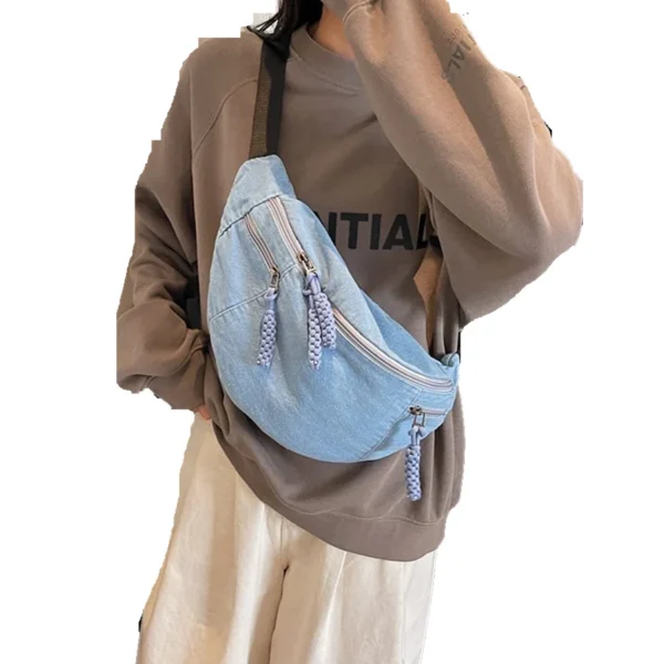 Washed denim single-shoulder bag for women chest bag summer new dumpling crossbody bag daily hobo bags large capacity handbags ﻿ - Image 7