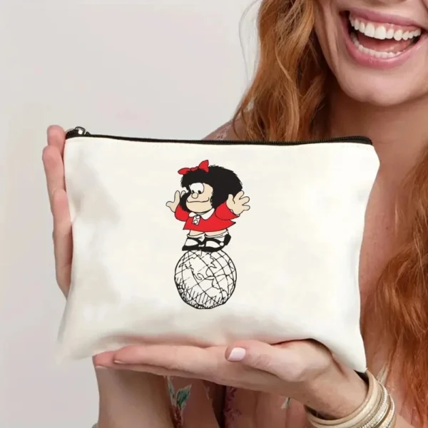 2 Pcs Mafalda Fashion Tote Cosmetic Organizer Ladies Canvas Shoulder Bag Eco-friendly Large Capacity Shopping Bag Wallet - Image 53