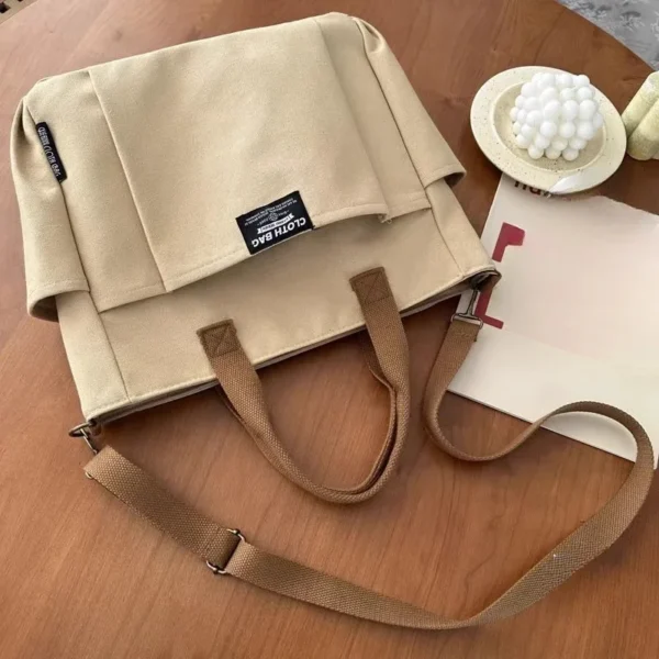 Urban Minimalist Female Student Large Capacity Commuting Horizontal Canvas Single Shoulder Diagonal Cross Portable Tote Bag 2024 - Image 24