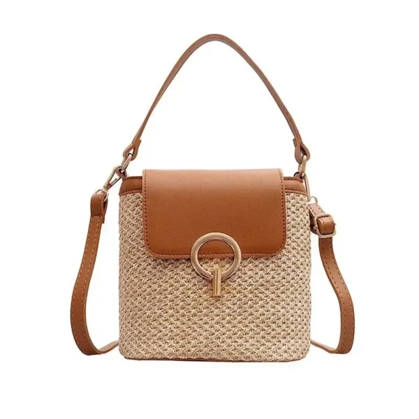 2025 New Fashion Trend Korean Version Versatile Fashion Handheld Crossbody Bucket Bag Beach Vacation Woven Women's Bag