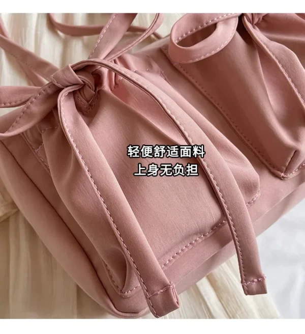 2025 New Korean Bow Nylon Shoulder Bag Fashionable and Sweet Design Tote Bag Folded Large Capacity Commuter Women's Handbag - Image 14