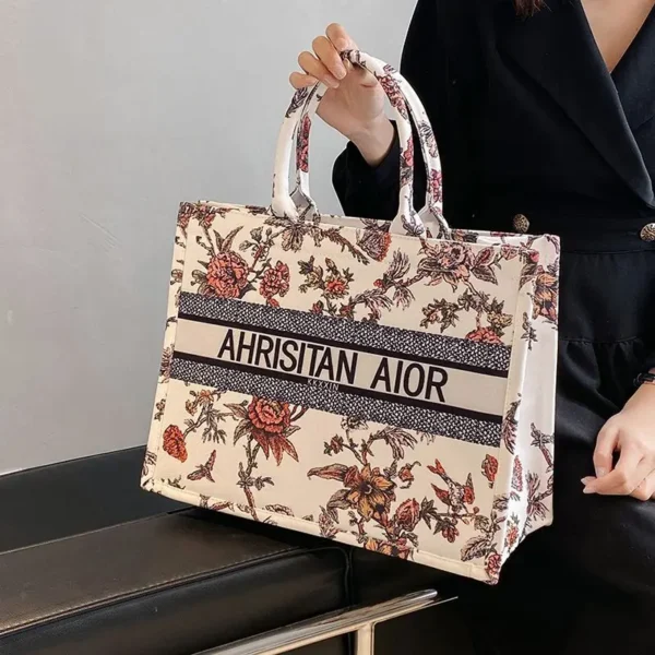 new fashion designer versatile shoulder bag Large capacity canvas handbag for women ethnic style printed travel shopping bag - Image 3
