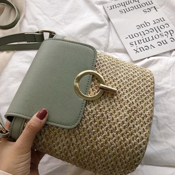 2025 New Fashion Trend Korean Version Versatile Fashion Handheld Crossbody Bucket Bag Beach Vacation Woven Women's Bag - Image 13