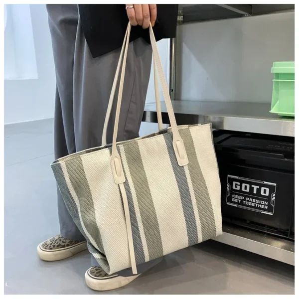 Raffia Summer Bags for Woman 2024 Stripe Designer Shoulder Crossbody Shopper Storage Bag Women Casual Canvas Handbag Tote Bag - Image 40