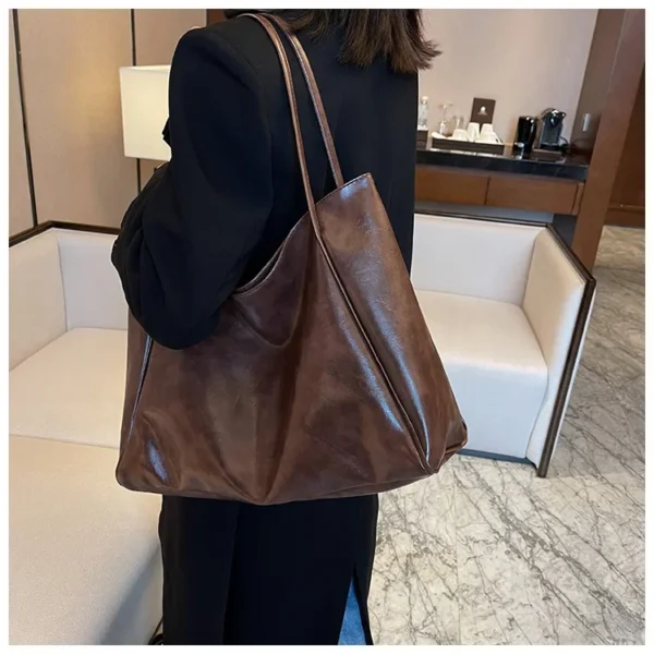 Women Tote Bag Fashion Underarm Pouch Large Capacity Soft Pu Leather Shoulder Bag Retro Crossbody Bag Casual Portable BucketBags - Image 19