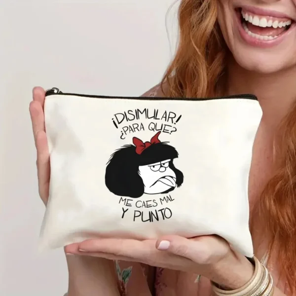 2 Pcs Mafalda Fashion Tote Cosmetic Organizer Ladies Canvas Shoulder Bag Eco-friendly Large Capacity Shopping Bag Wallet - Image 59