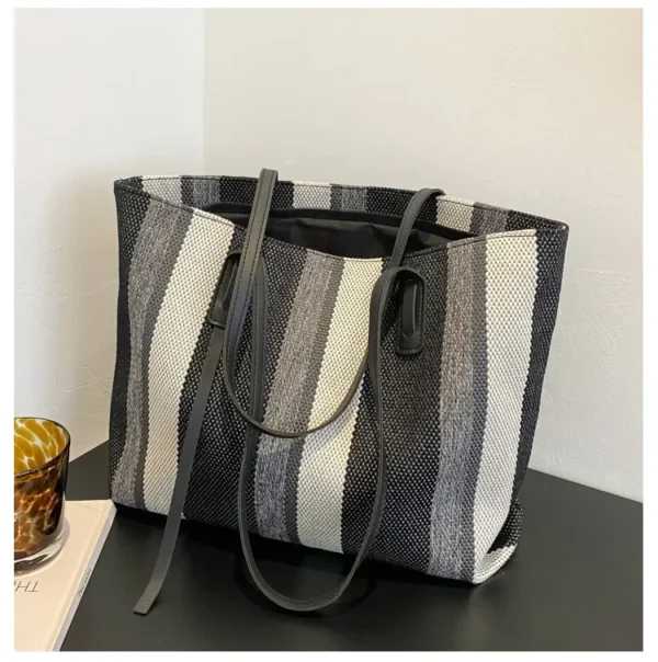 Raffia Summer Bags for Woman 2024 Stripe Designer Shoulder Crossbody Shopper Storage Bag Women Casual Canvas Handbag Tote Bag - Image 24